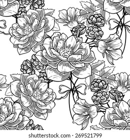 Vintage flowers. Abstract elegance seamless pattern with floral elements. Flower background.