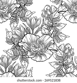 Vintage flowers. Abstract elegance seamless pattern with floral elements. Flower background.