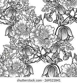 Vintage flowers. Abstract elegance seamless pattern with floral elements. Flower background.
