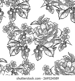 Vintage flowers. Abstract elegance seamless pattern with floral elements. Flower background.