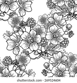 Vintage flowers. Abstract elegance seamless pattern with floral elements. Flower background.