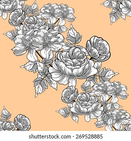 Vintage flowers. Abstract elegance seamless pattern with floral elements. Flower background.