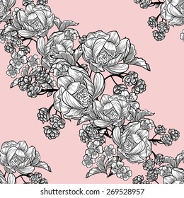 Vintage flowers. Abstract elegance seamless pattern with floral elements. Flower background.