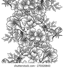 Vintage flowers. Abstract elegance seamless pattern with floral elements. Flower background.