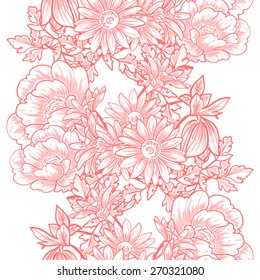 Vintage flowers. Abstract elegance seamless pattern with floral elements. Flower background.