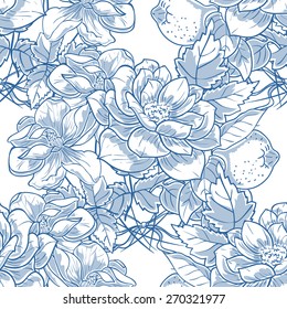 Vintage flowers. Abstract elegance seamless pattern with floral elements. Flower background.
