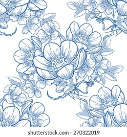Vintage flowers. Abstract elegance seamless pattern with floral elements. Flower background.