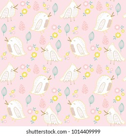 Vintage flowers, branches, leaves and birds. Vector seamless pattern. Illustration for fabrics, phone case paper, gift packaging, textiles, interior design, cover.