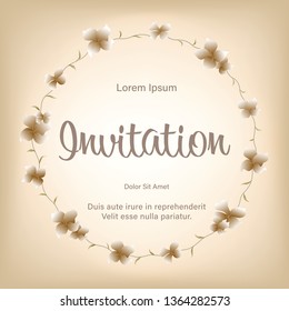 Vintage Flowers circle template for invitation card.Floral wreath of circle shape.Botanical frame border can be used for printing, banner, advertise, greeting, birthday or wedding anniversary.