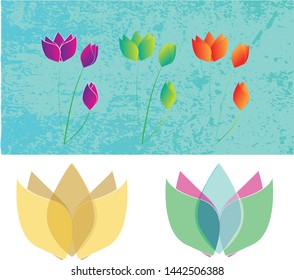 Vintage Flowers Composition. Decorative flowers background. Tulips, pastel colours 