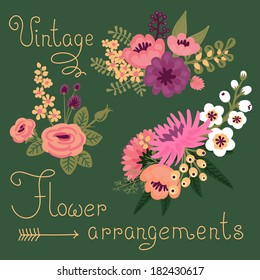 Vintage flowers. Cute flower for design. Vector illustration.
