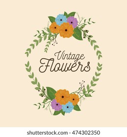 vintage flowers decoration icon vector illustration icon