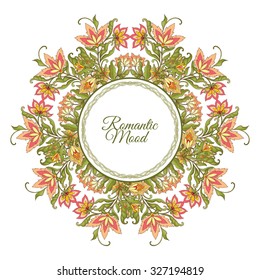 Vintage Flowers Design Vector Element with Text Place for invitations and cards