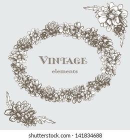 vintage flowers elements
