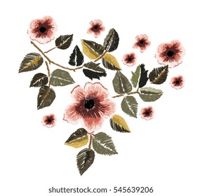 vintage flowers embroidery patch
