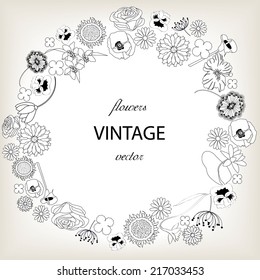 vintage flowers frame