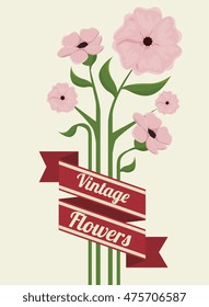 vintage flowers frame decoration vector illustration design