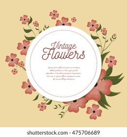vintage flowers frame decoration vector illustration design
