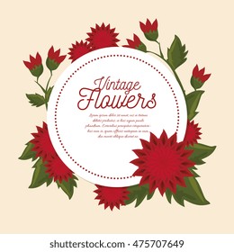 vintage flowers frame decoration vector illustration design