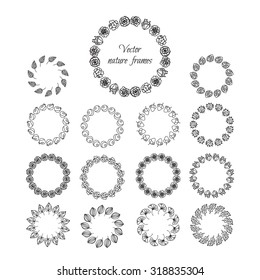 Vintage flowers, fruits and leaves frames collection. Design elements for cards, invitations, tags and labels