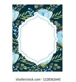 vintage flowers label decoration frame