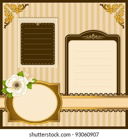 Vintage Flowers with lace ornaments on background. Vector