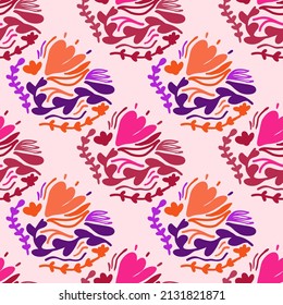 Flores y hojas antiguas sin costura. Papel de pared inacabable floral retro. Un telón de fondo bonito. Diseño para tela, impresión textil, superficie, envoltura, cubierta, tarjeta de saludo. Ilustración del vector