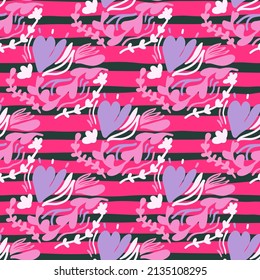 Vintage flowers and leaves seamless pattern. Retro floral endless wallpaper. Cute backdrop. Design for fabric, textile print, surface, wrapping, cover, greeting card. Vector illustration