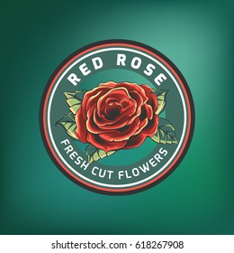 Vintage flowers logo on gradient green background.