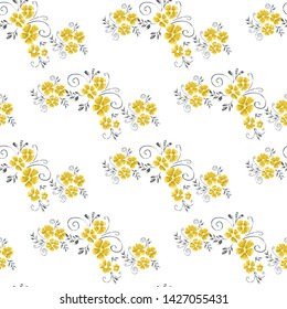 Vintage flowers in a new way. Stamens and leaves in a seamless pattern.