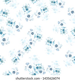 Vintage flowers in a new way. Stamens and leaves in a seamless pattern.