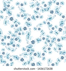 Vintage flowers in a new way. Stamens and leaves in a seamless pattern.