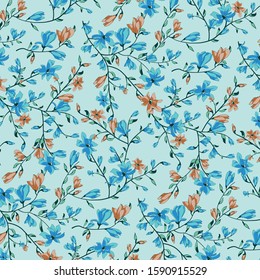 Vintage flowers pattern. Simple floral background for fabric, wrapping and scrapbook.