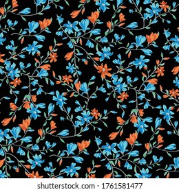 Vintage flowers pattern. Simple floral background for fabric, wrapping and scrapbook.
