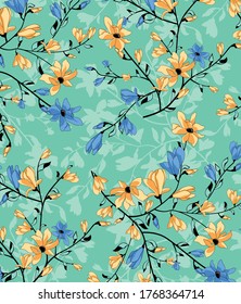 Patrón de flores de época. Sencillo fondo floral para tela, envoltura y rayado.