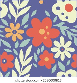 Vintage flowers pattern. Small flowers scattered over a blue background. Seamless pattern for design and fashion prints,Stock vector for printing on surfaces. Realistic flowers.