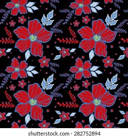 Vintage flowers pattern vector