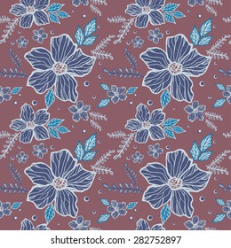 Vintage flowers pattern vector