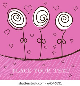 vintage flowers pink brown vector illustration