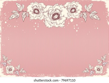 Vintage flowers postcard for text.Vector floral background