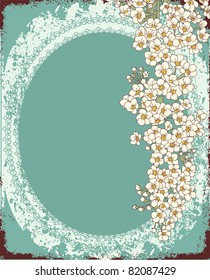 Vintage flowers postcard for text.Vector floral background with grunge elements