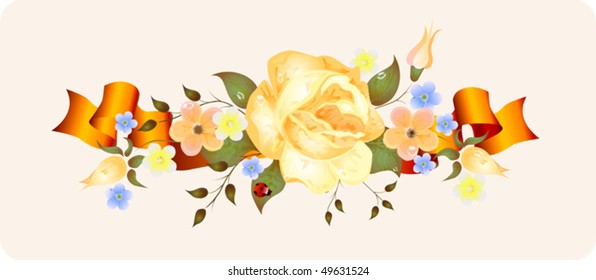 vintage flowers with ribbon .eps 10