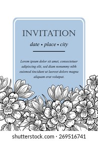 Vintage flowers. Romantic botanical invitation. Greeting card with floral background.