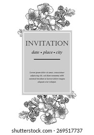 Vintage flowers. Romantic botanical invitation. Greeting card with floral background.