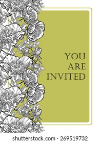Vintage flowers. Romantic botanical invitation. Greeting card with floral background.