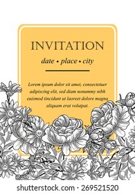 Vintage flowers. Romantic botanical invitation. Greeting card with floral background.