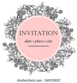 Vintage flowers. Romantic botanical invitation. Greeting card with floral background. Vintage flowers. Romantic botanical invitation. Greeting card with floral background.
