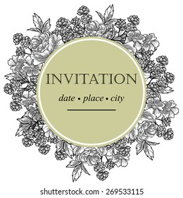 Vintage flowers. Romantic botanical invitation. Greeting card with floral background.