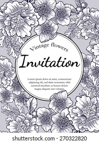 Vintage flowers. Romantic botanical invitation. Greeting card with floral background.