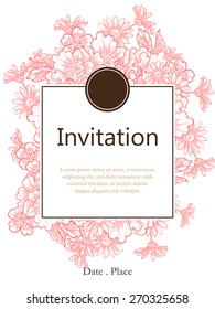 Vintage flowers. Romantic botanical invitation. Greeting card with floral background.